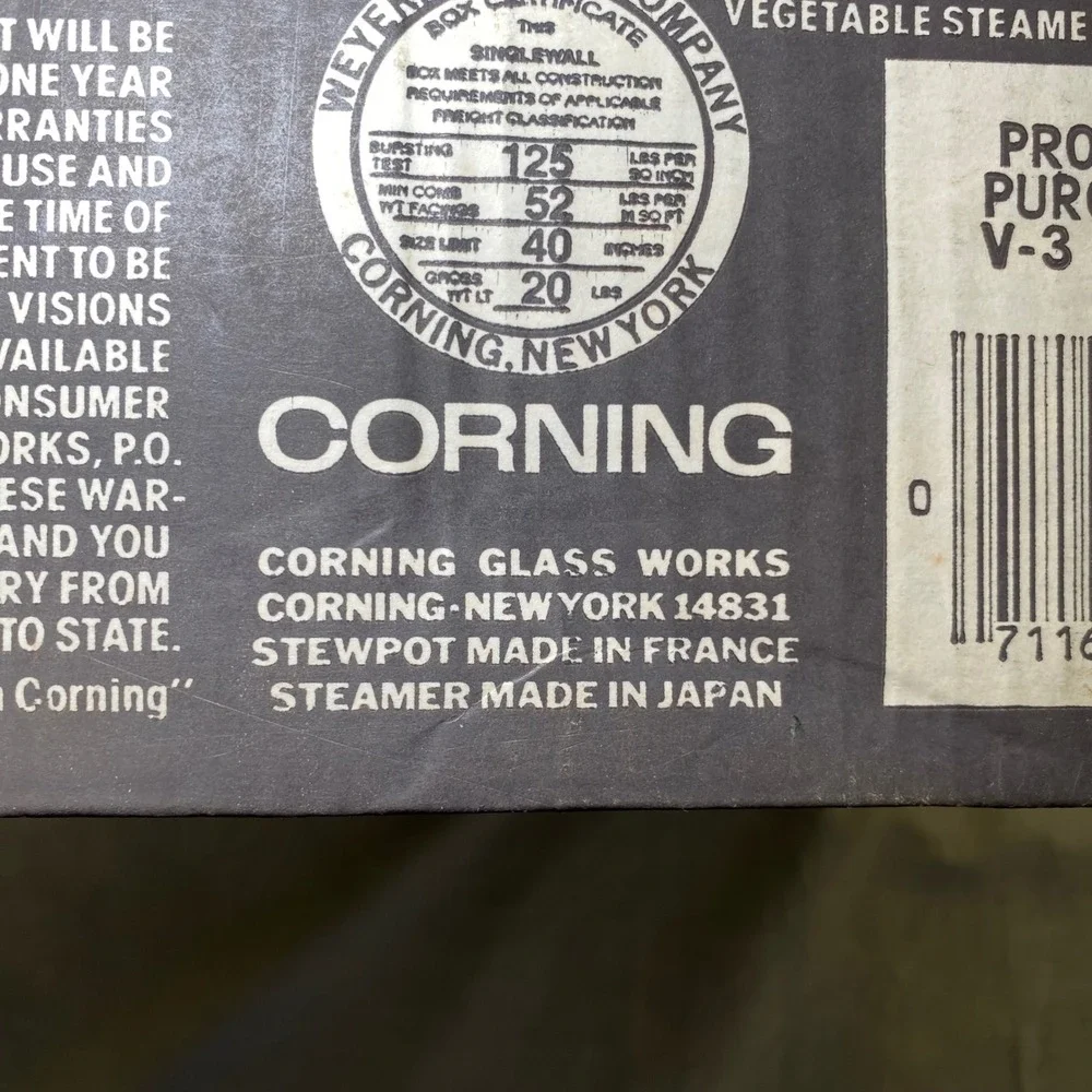 Corning Visions V-3½-ST 3.5 Qt Steamer Stewpot NOS Open Box Made France Mid 80s